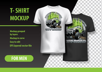 T-Shirt template, fully editable with Vintage Off Road logo. EPS 10 Vector Illustration.