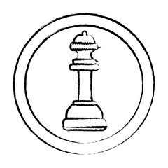 queen piece over decorative circle and white background, vector illustration