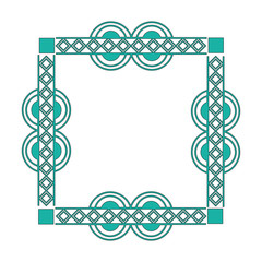 art deco frame elegant decorative square style vector illustration green