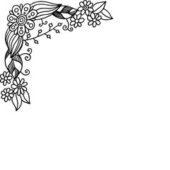 Doodle frame with summer flowers. Coloring page for adults. Vector illustration