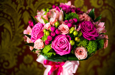 Wedding bouquet of different flowers