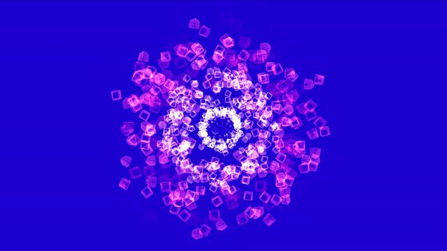 4k Abstract flying glass boxes background,flame lighters fire fireworks particle,smelting melting precious stones,geometric explosion flower backdrop.