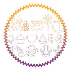 seal stamp with cactus and cute related icons pattern over white background, vector illustration