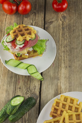 waffles with vegetables for breakfast
