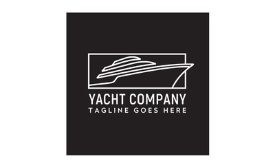 Yacht Cruise Boat Ship for Ocean Vacation Logo design inspiration with minimalist line art style	