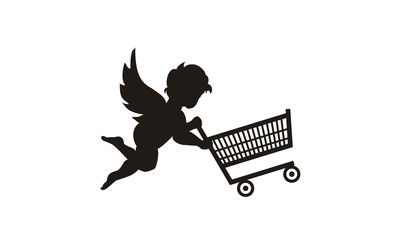 Cupid with Shopping Cart Illustration 