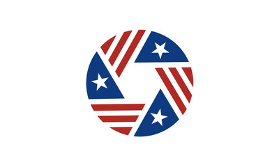 Shutter Lens with American Flag Ribbon for Photography Logo Design inspiration