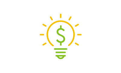 Dollar Money Currency light bulb lamp for Economy Financial Profit Solution logo design - obrazy, fototapety, plakaty