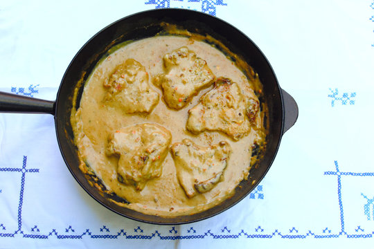 schab w sosie na patelni - proste wiejskie danie