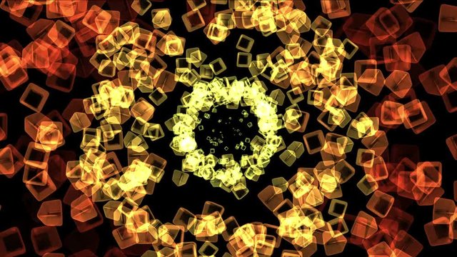 4k Abstract flying glass boxes background,flame lighters fire fireworks particle,smelting melting precious stones,geometric explosion flower backdrop.