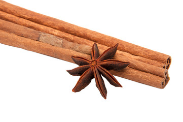 Cinnamon spice sticks isolated on the white
