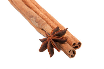 Cinnamon spice sticks isolated on the white
