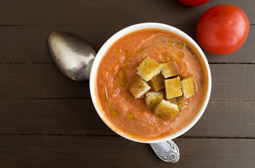 Traditional cold gazpacho soup. Spanish, Mediterranean cuisine.