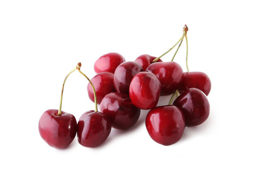 Fresh sweet cherries isolated on a white