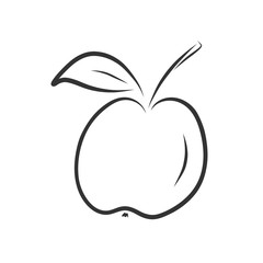 Hand drawn apple sketch icon isolated on white background. 