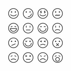Emoticon icons, set of smiley emoji faces