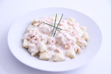 Gnocchi with shrimp and white sauce, São Paulo, Brazil