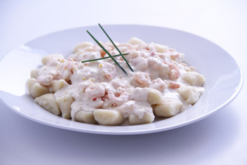 Gnocchi with shrimp and white sauce, São Paulo, Brazil