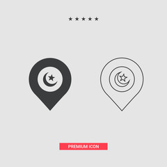 Islamic Fill And Line Art Icons Set. Ramadan Kareem Vector Icons.