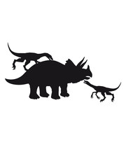 raptor angriff 2 team rudel Triceratops hörner silhouette schwarz umriss dino dinosaurier saurier clipart comic cartoon design