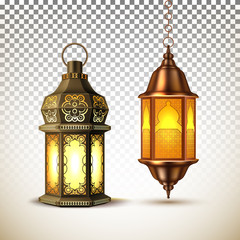Vector ramadan kareem lamp lantern realistic - obrazy, fototapety, plakaty