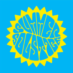 Summer solstice - handwritten lettering quote symbolizing the longest period of daylight and the shortest night of the year. Vector illustration.