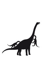 raptor angriff 2 fleischfresser böse gefährlich fressen beißen Diplodocus langhals groß riesig silhouette umriss dino dinosaurier saurier clipart comic cartoon design