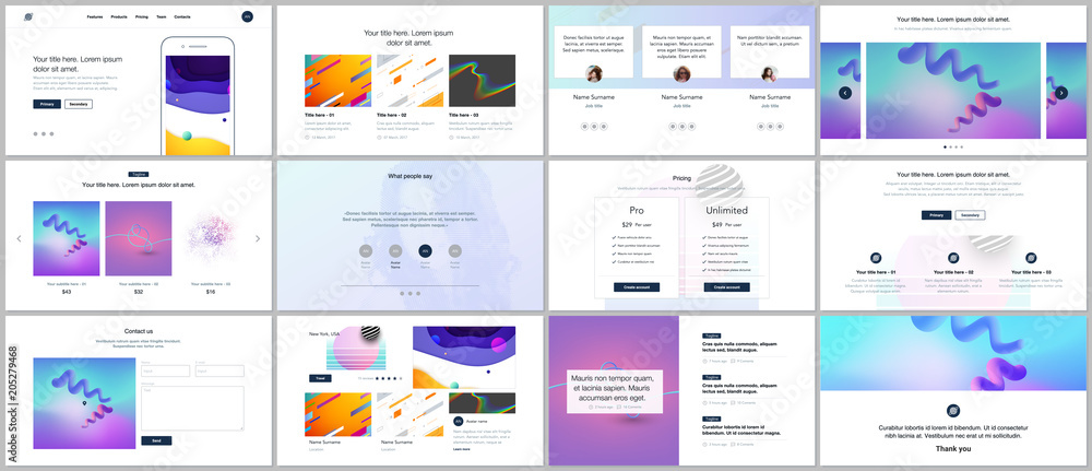Poster vector templates for website design, minimal presentations, portfolio with geometric colorful patter