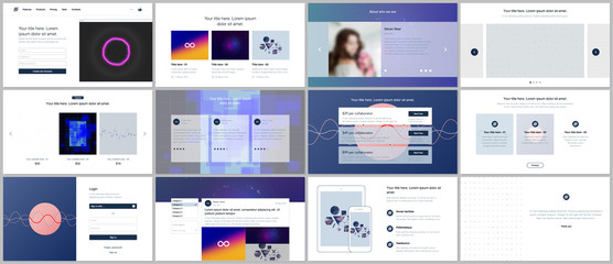 Vector templates for website design, minimal presentations, portfolio with abstract colorful infographics, minimalistic futuristic backgrounds. UI, UX, GUI. Design of header, dashboard and other forms