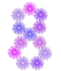 Obraz premium 3d number eight of purple flowers, design element