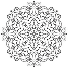 Vector flower mandala for coloring book