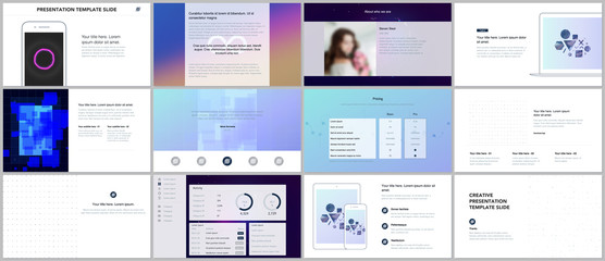 Fototapeta na wymiar Minimal presentations, portfolio templates with abstract colorful infographics, minimalistic design futuristic vector backgrounds. Presentation slides for flyer, leaflet, brochure, cover, report