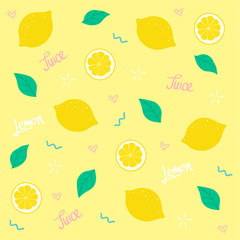 Fruit in Summer , Lemon pattern, Vector illustration 