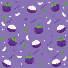 Fruit in Summer , Purple mangosteen pattern, Vector illustration 