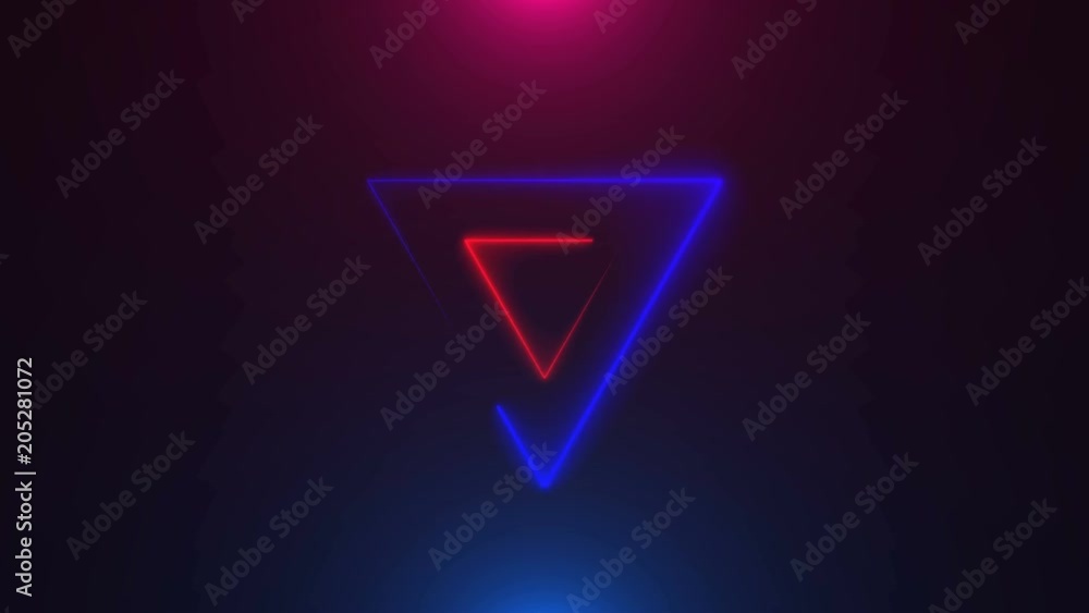 Poster many neon triangles in space, abstract computer generated backdrop, 3d rendering backdround