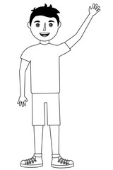 young man standing character in casual clothes vector illustration