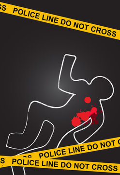 Vector illustration of a police line on crime scene