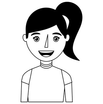 portrait young woman happy character vector illustration