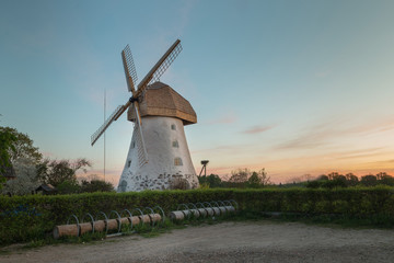 Fototapeta premium Traditional Old dutch windmill in Latvia.