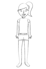 young woman avatar character vector illustration design