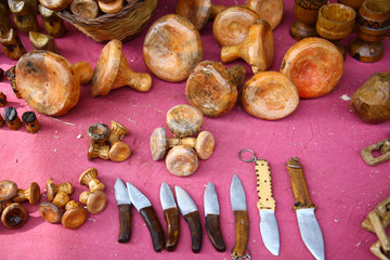 the wooden mushrooms
