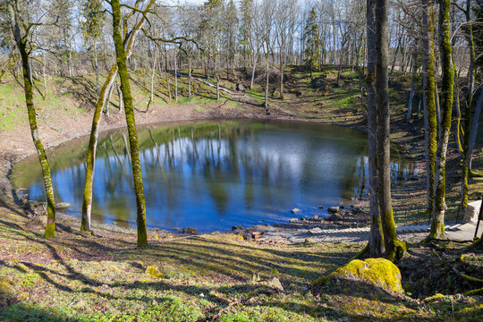 Kaali meteorite crater in the island of Saaremaa, Estonia. The impact was caused by a meteorite over 3,500 years ago with a force equivalent to the Hiroshima atomic bomb