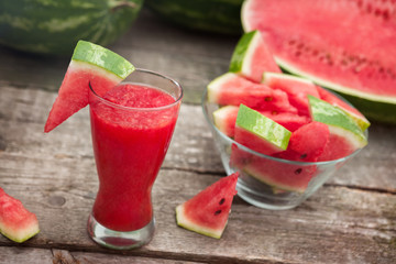 Watermelon juice drink with watermelon in bowl
