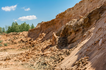 sand hill, developed sand pit, place for construction site, construction background