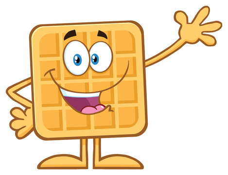 recommend clip art: Happy Square Waffle Cartoon Mascot Character Waving. Illustration Isolated On White Background