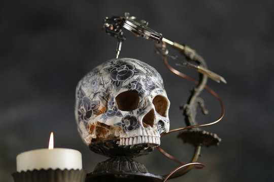 Steampunk teschio tatoo