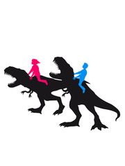 paar 2 freunde pärchen liebe reiterin mädchen frau weiblich reiter reiten silhouette schwarz umriss t-rex böse brüllen tyranosaurus rex gefährlich fressen dino saurier clipart