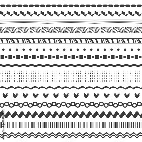 "set of black seamless borders" Stock image and royalty-free vector