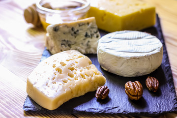 Cheese plate served nuts