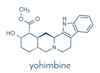 Yohimbine alkaloid molecule. Used as aphrodisiac drug. Skeletal formula.